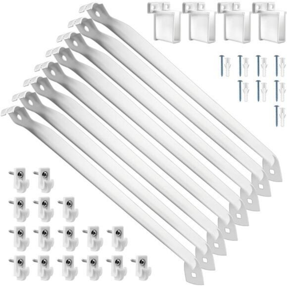 Wire Shelf Brackets 8 Pack 12 Inch Metal Closet Support with Clips and End Brack - Picture 1 of 8